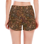 African Totem Pattern Print Women's Split Running Shorts