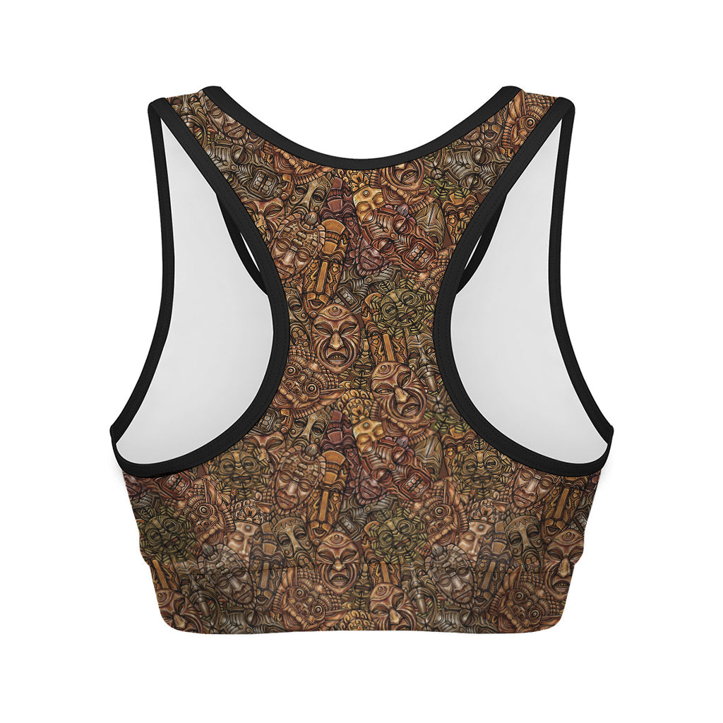 African Totem Pattern Print Women's Sports Bra