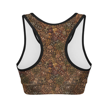 African Totem Pattern Print Women's Sports Bra