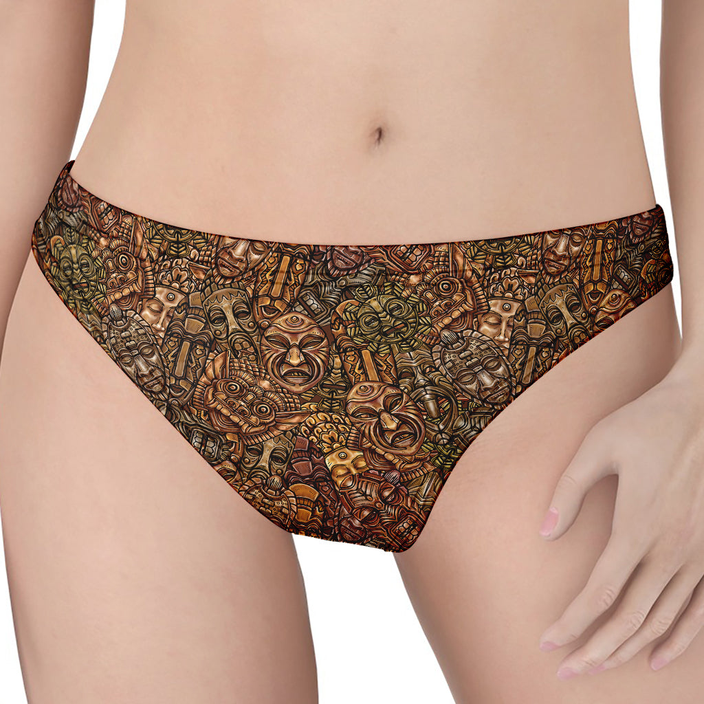 African Totem Pattern Print Women's Thong