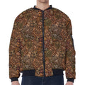 African Totem Pattern Print Zip Sleeve Bomber Jacket