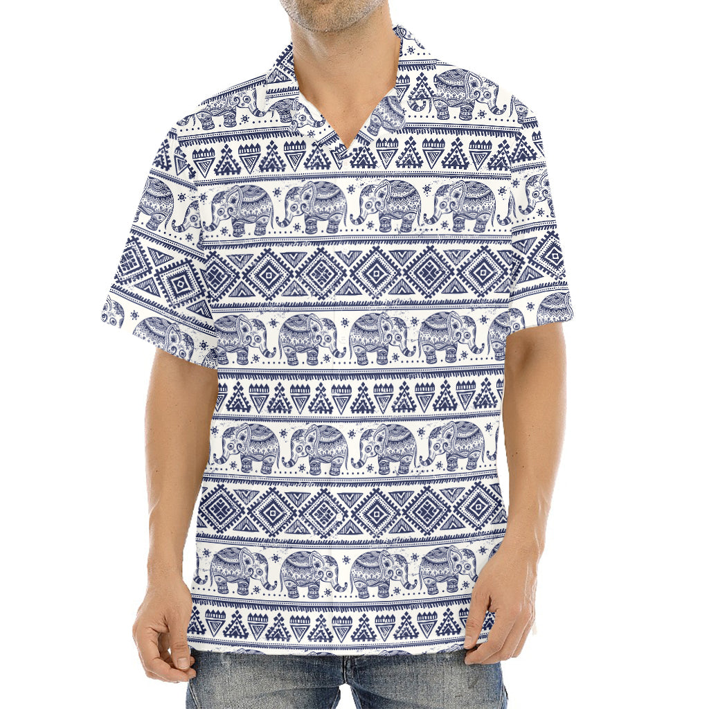 African Tribal Elephant Pattern Print Aloha Shirt