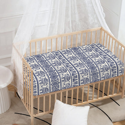 African Tribal Elephant Pattern Print Baby Crib Sheet