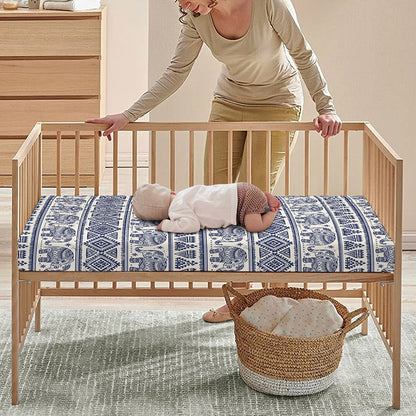 African Tribal Elephant Pattern Print Baby Crib Sheet