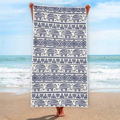 African Tribal Elephant Pattern Print Beach Towel