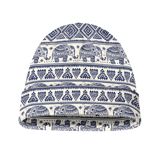 African Tribal Elephant Pattern Print Beanie