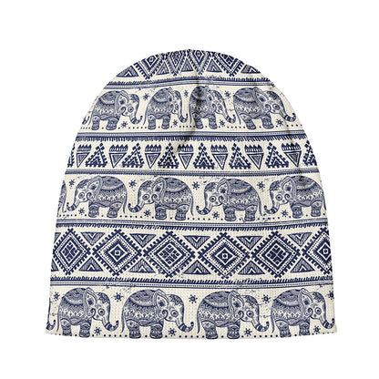 African Tribal Elephant Pattern Print Beanie