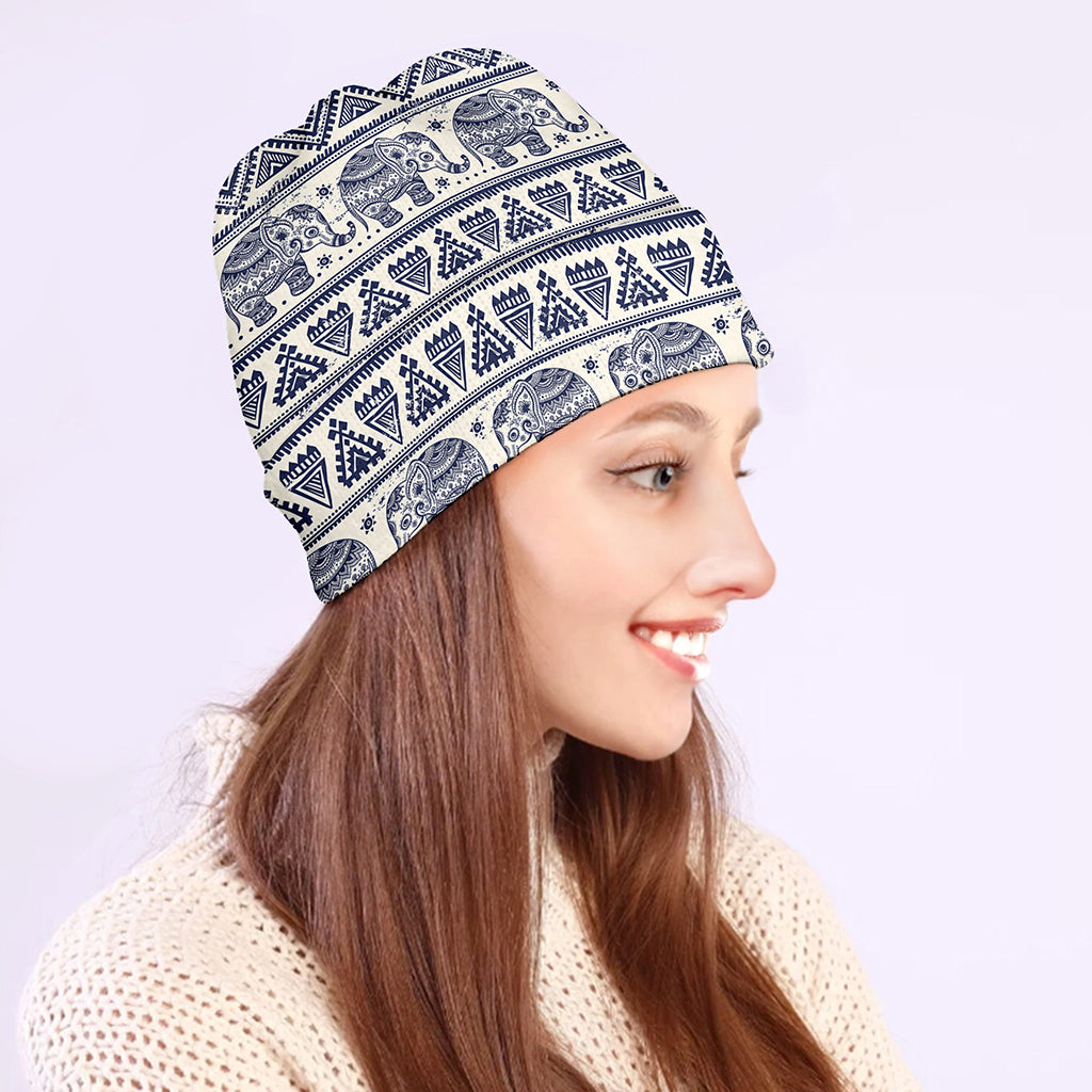 African Tribal Elephant Pattern Print Beanie
