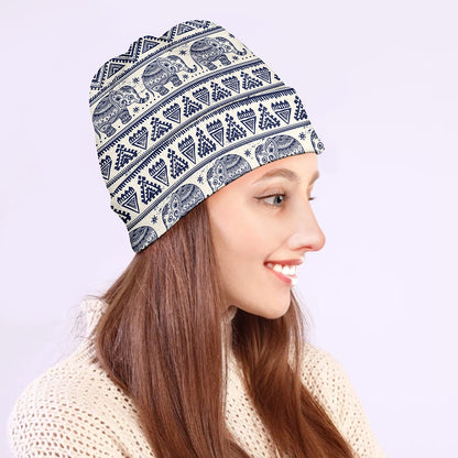 African Tribal Elephant Pattern Print Beanie