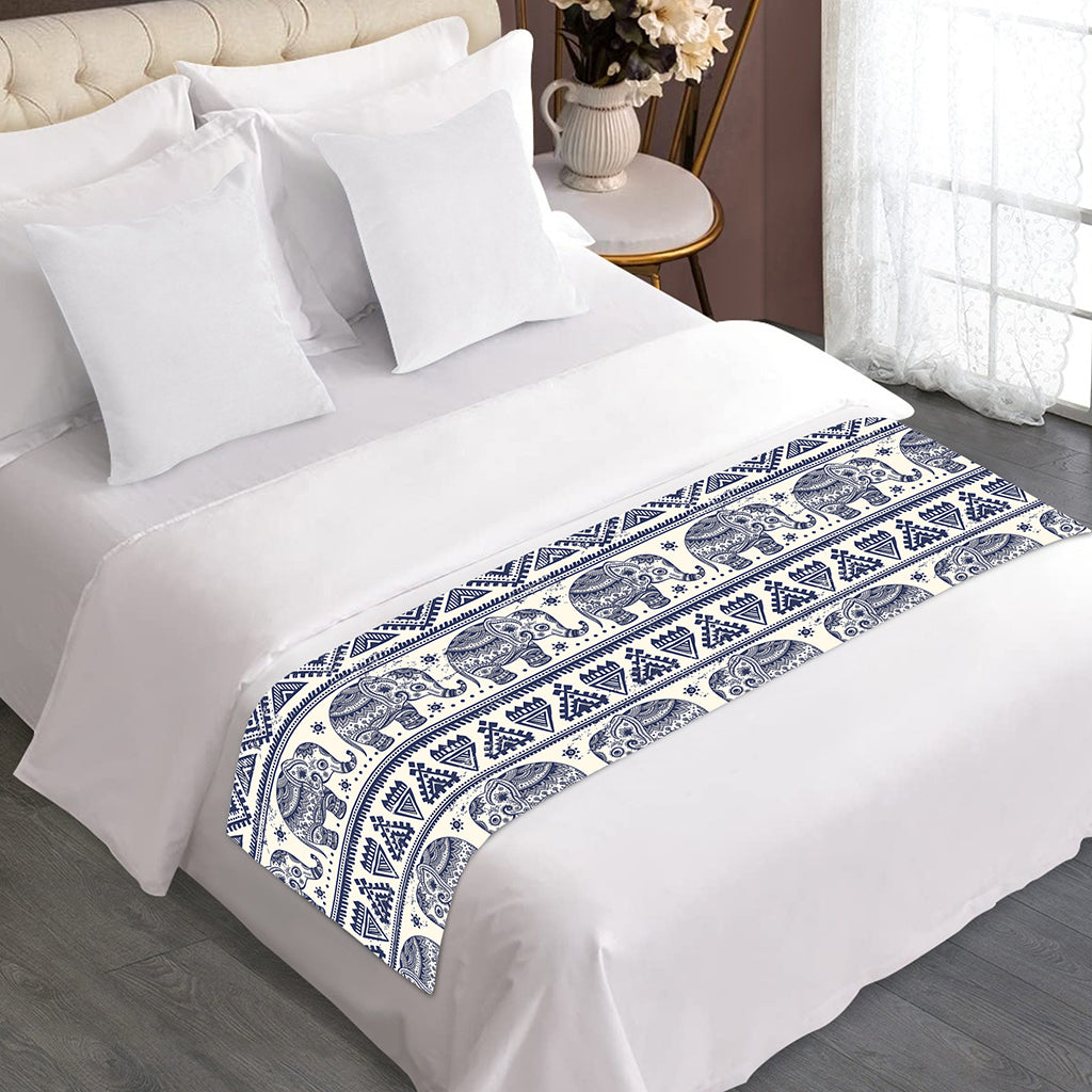 African Tribal Elephant Pattern Print Bed Runner