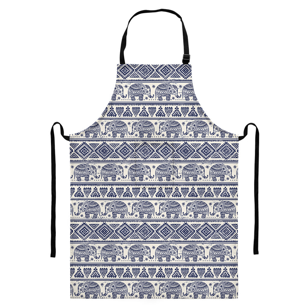 African Tribal Elephant Pattern Print Bib Apron With Pocket