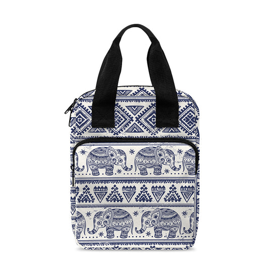African Tribal Elephant Pattern Print Bible Tote Bag