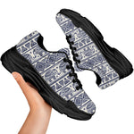 African Tribal Elephant Pattern Print Black Chunky Shoes