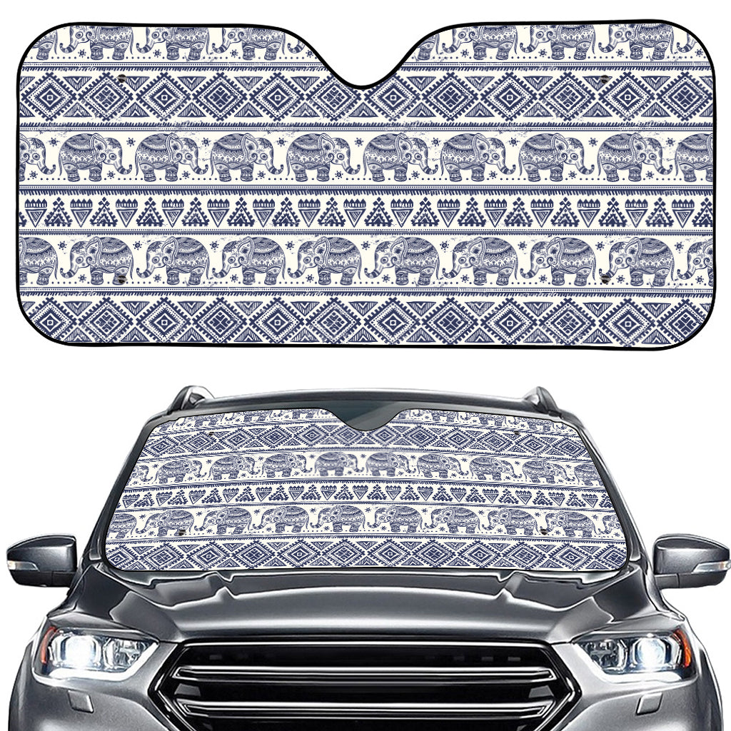 African Tribal Elephant Pattern Print Car Windshield Sun Shade