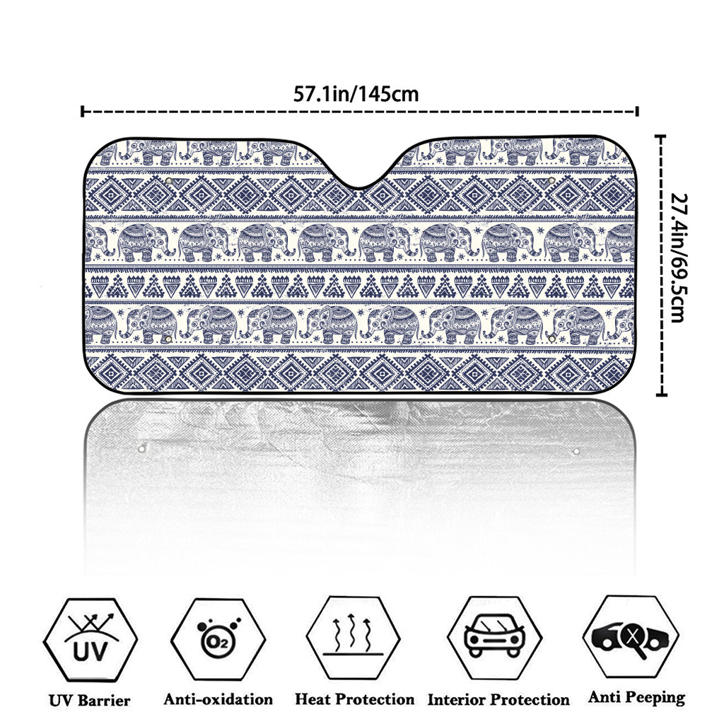 African Tribal Elephant Pattern Print Car Windshield Sun Shade