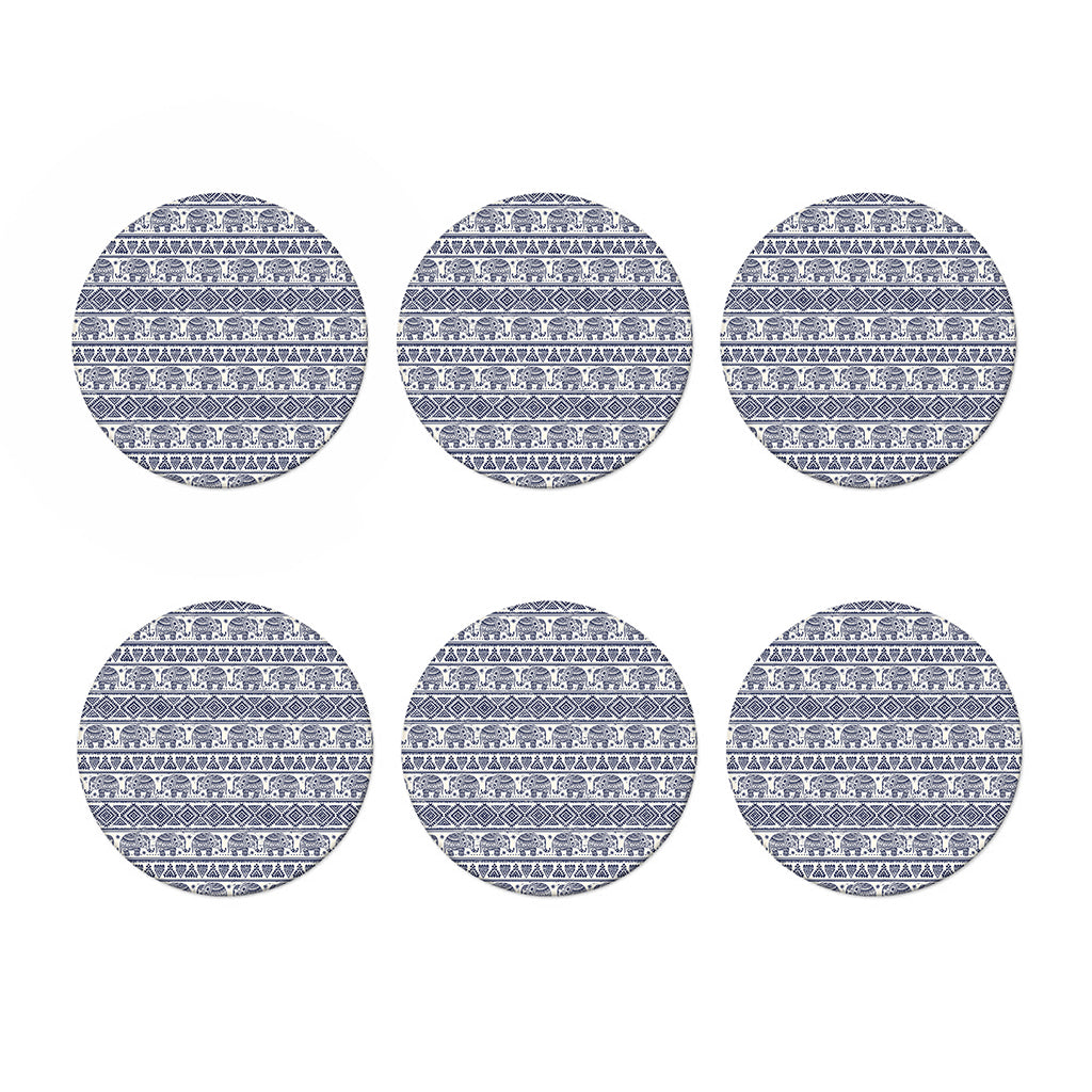 African Tribal Elephant Pattern Print Coaster Set