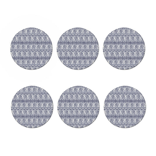 African Tribal Elephant Pattern Print Coaster Set