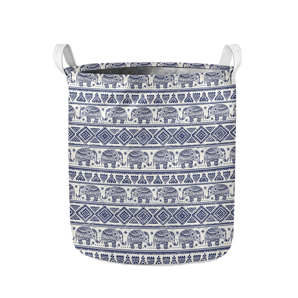 African Tribal Elephant Pattern Print Collapsible Laundry Basket