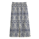 African Tribal Elephant Pattern Print Cotton Front Slit Maxi Skirt