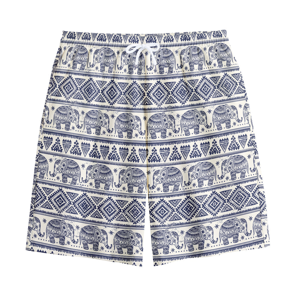 African Tribal Elephant Pattern Print Cotton Shorts