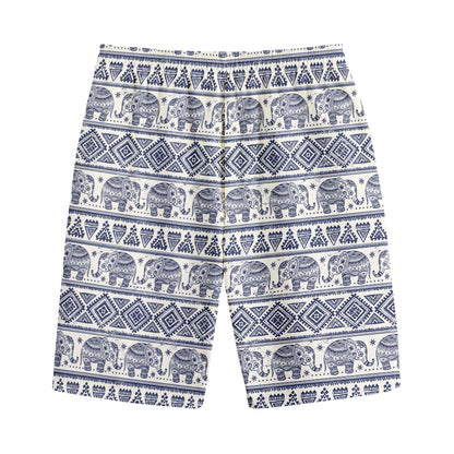 African Tribal Elephant Pattern Print Cotton Shorts