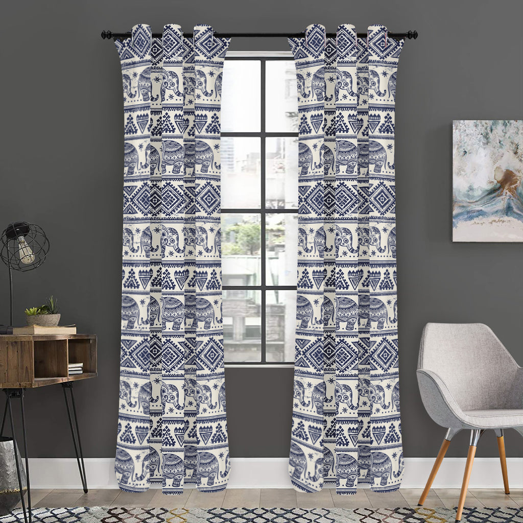 African Tribal Elephant Pattern Print Curtain