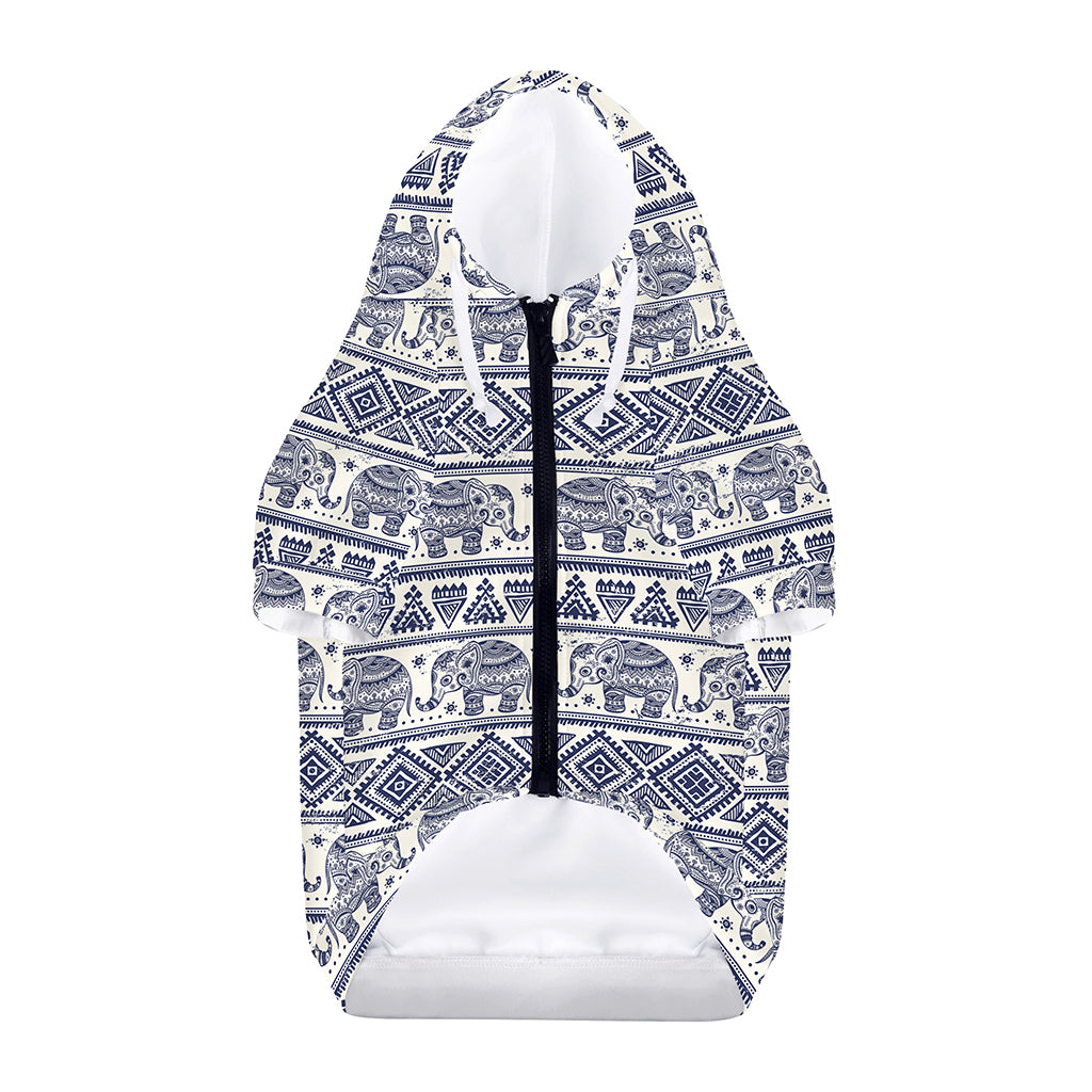 African Tribal Elephant Pattern Print Dog Zip Up Hoodie