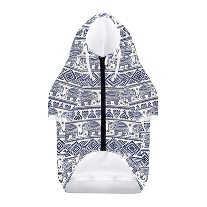 African Tribal Elephant Pattern Print Dog Zip Up Hoodie