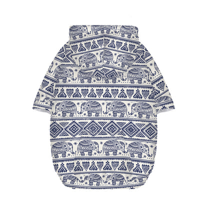 African Tribal Elephant Pattern Print Dog Zip Up Hoodie