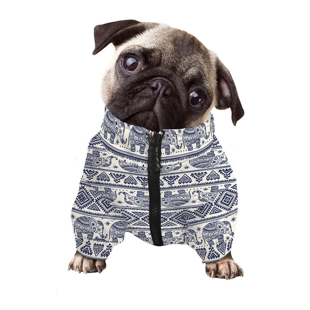 African Tribal Elephant Pattern Print Dog Zip Up Jacket
