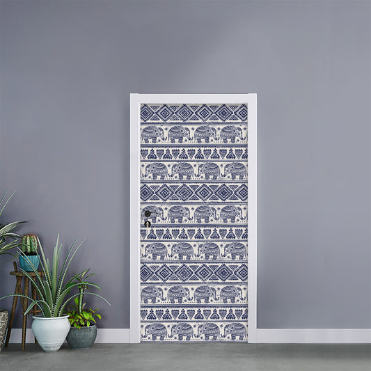 African Tribal Elephant Pattern Print Door Sticker