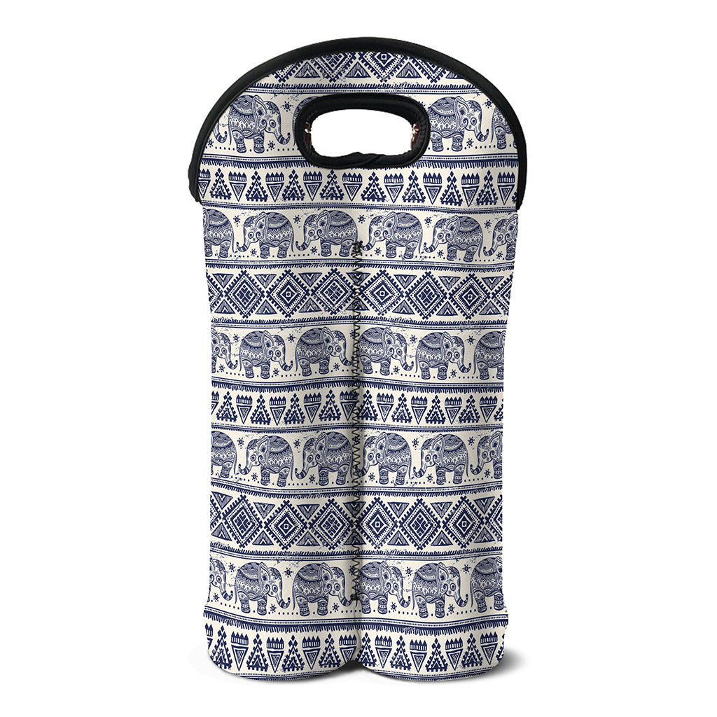 African Tribal Elephant Pattern Print Double Neoprene Wine Tote