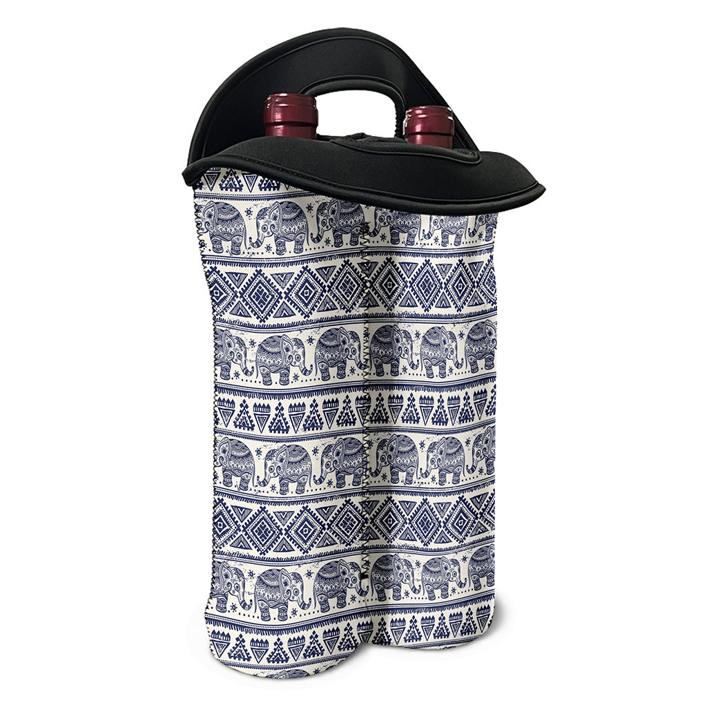 African Tribal Elephant Pattern Print Double Neoprene Wine Tote
