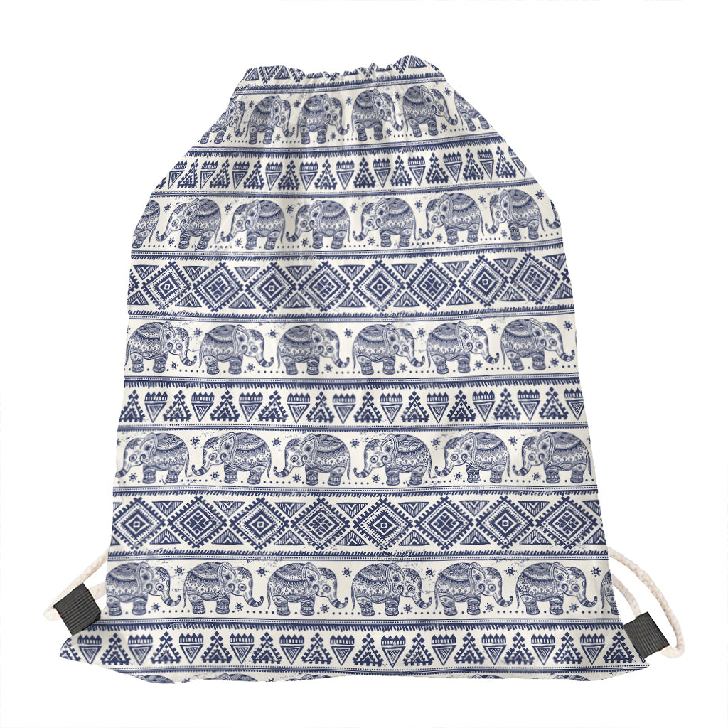 African Tribal Elephant Pattern Print Drawstring Bag