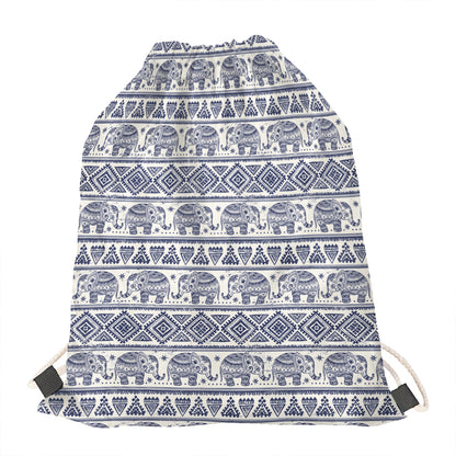 African Tribal Elephant Pattern Print Drawstring Bag