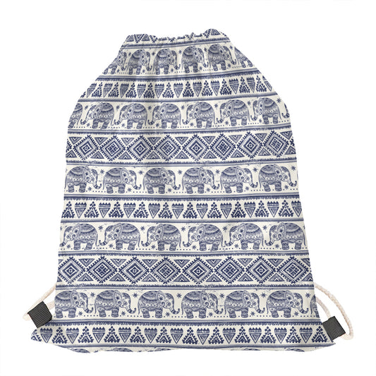 African Tribal Elephant Pattern Print Drawstring Bag