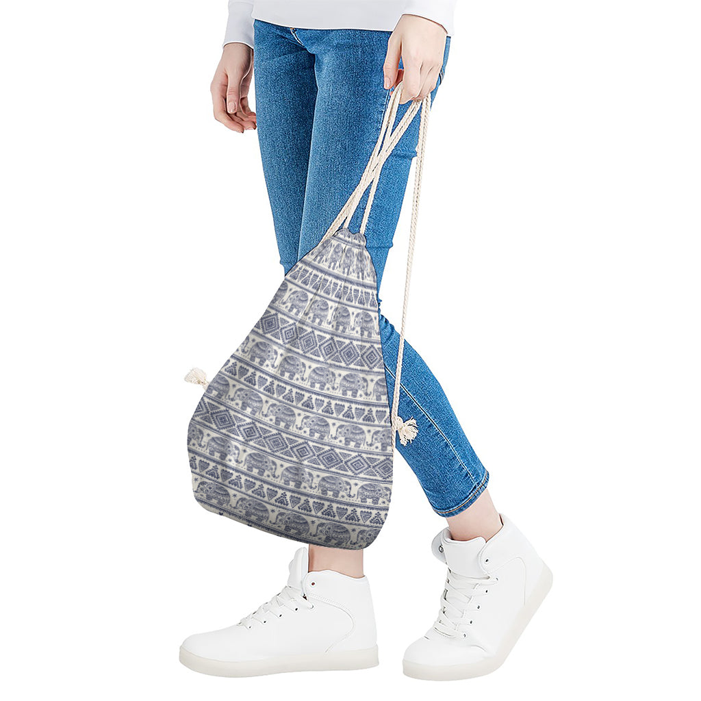 African Tribal Elephant Pattern Print Drawstring Bag