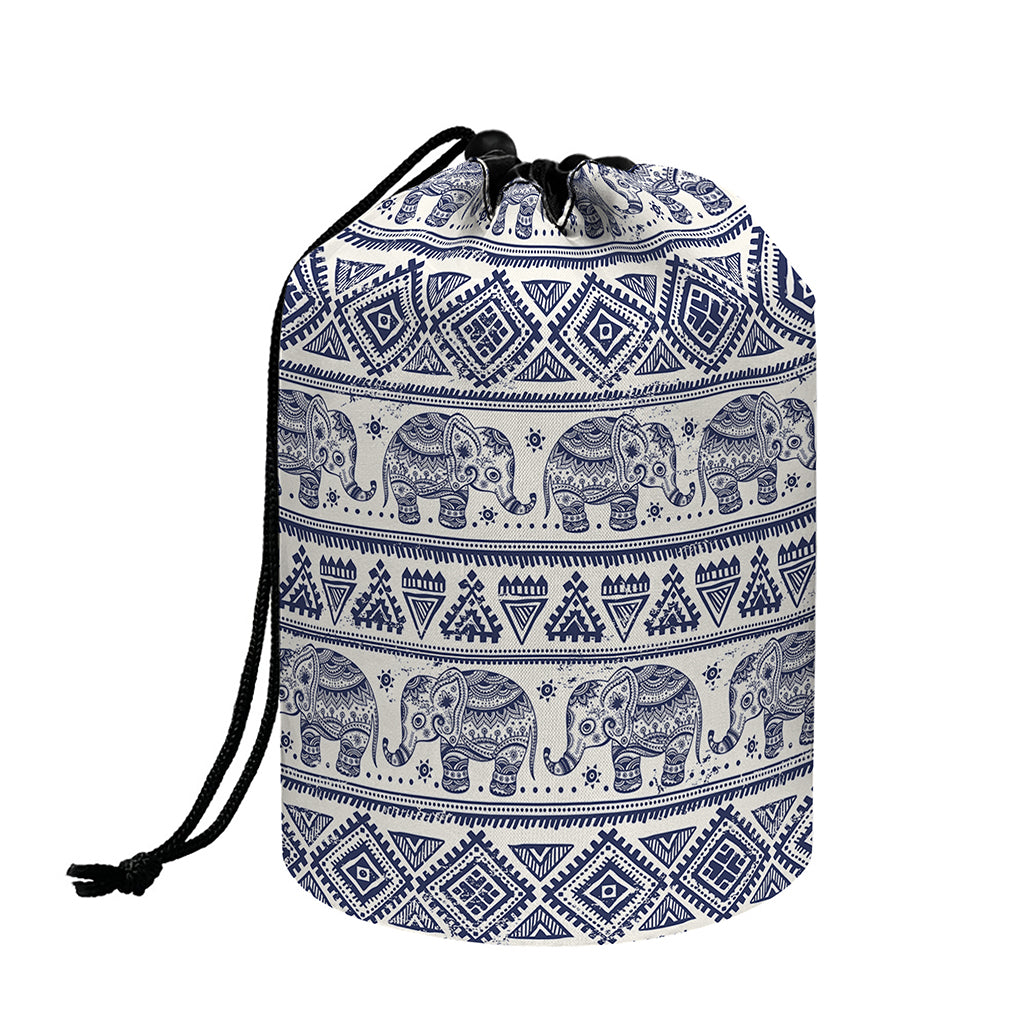 African Tribal Elephant Pattern Print Drawstring Makeup Bag