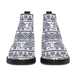 African Tribal Elephant Pattern Print Flat Ankle Boots