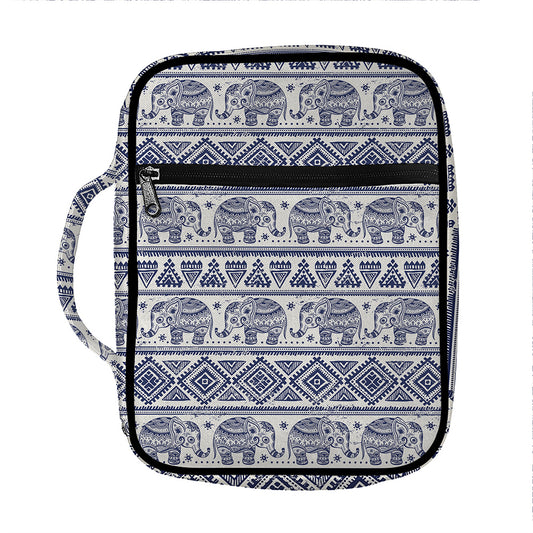 African Tribal Elephant Pattern Print Front Pocket Bible Bag
