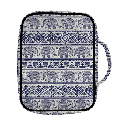 African Tribal Elephant Pattern Print Front Pocket Bible Bag