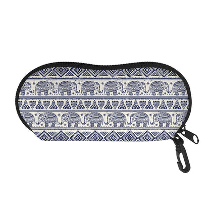 African Tribal Elephant Pattern Print Glasses Case