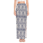 African Tribal Elephant Pattern Print High Slit Maxi Skirt