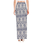 African Tribal Elephant Pattern Print High Slit Maxi Skirt