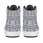 African Tribal Elephant Pattern Print High Top Leather Sneakers