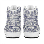 African Tribal Elephant Pattern Print High Top Leather Sneakers