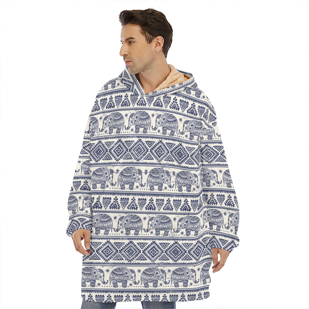 African Tribal Elephant Pattern Print Hoodie Blanket