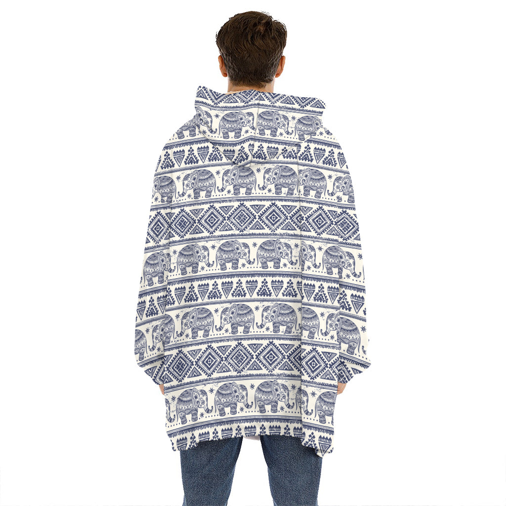 African Tribal Elephant Pattern Print Hoodie Blanket