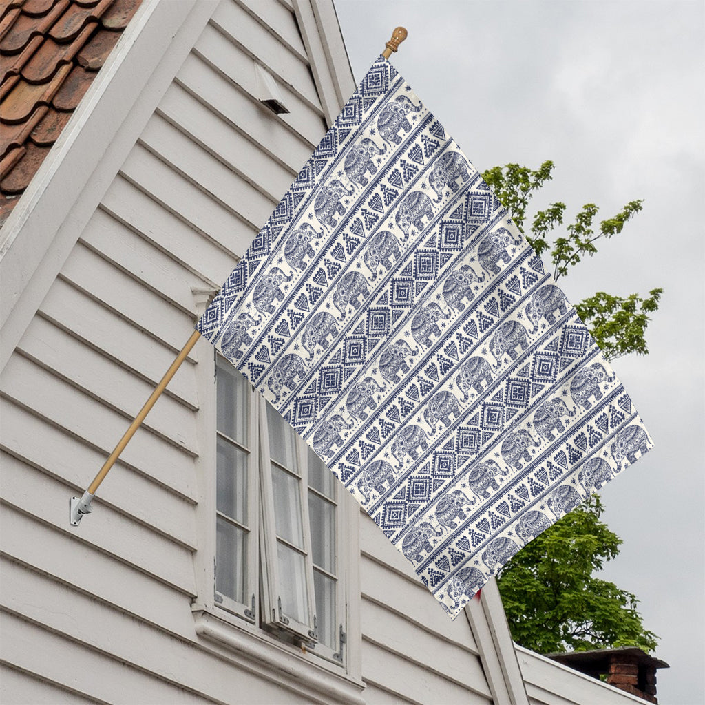 African Tribal Elephant Pattern Print House Flag