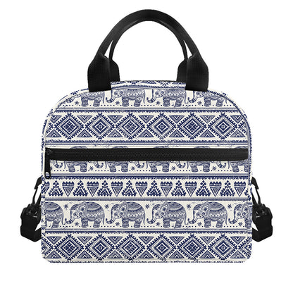 African Tribal Elephant Pattern Print Insulated Lunch Bag